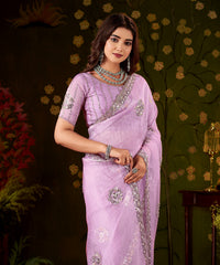 Lavender Floral Motif Saree