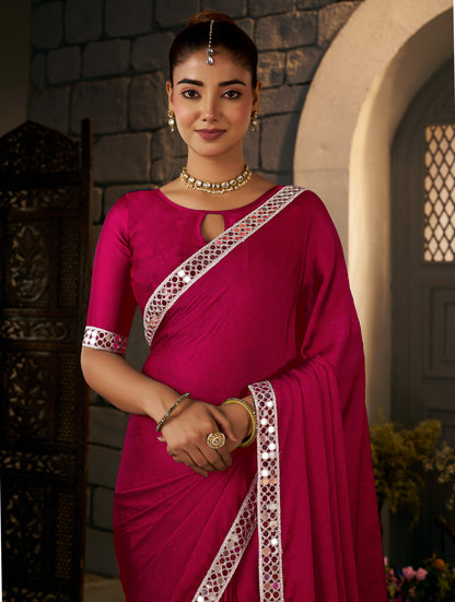 Premium Chiffon Silk fabric close-up in Pink